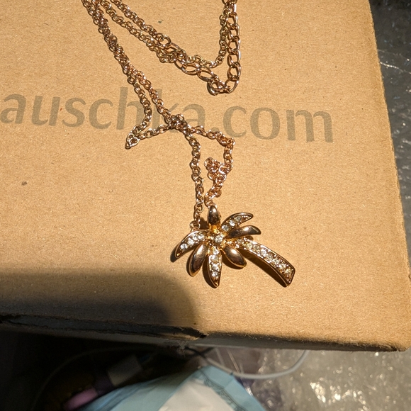 Gold Palm Tree Pendant Necklace - Picture 2 of 2